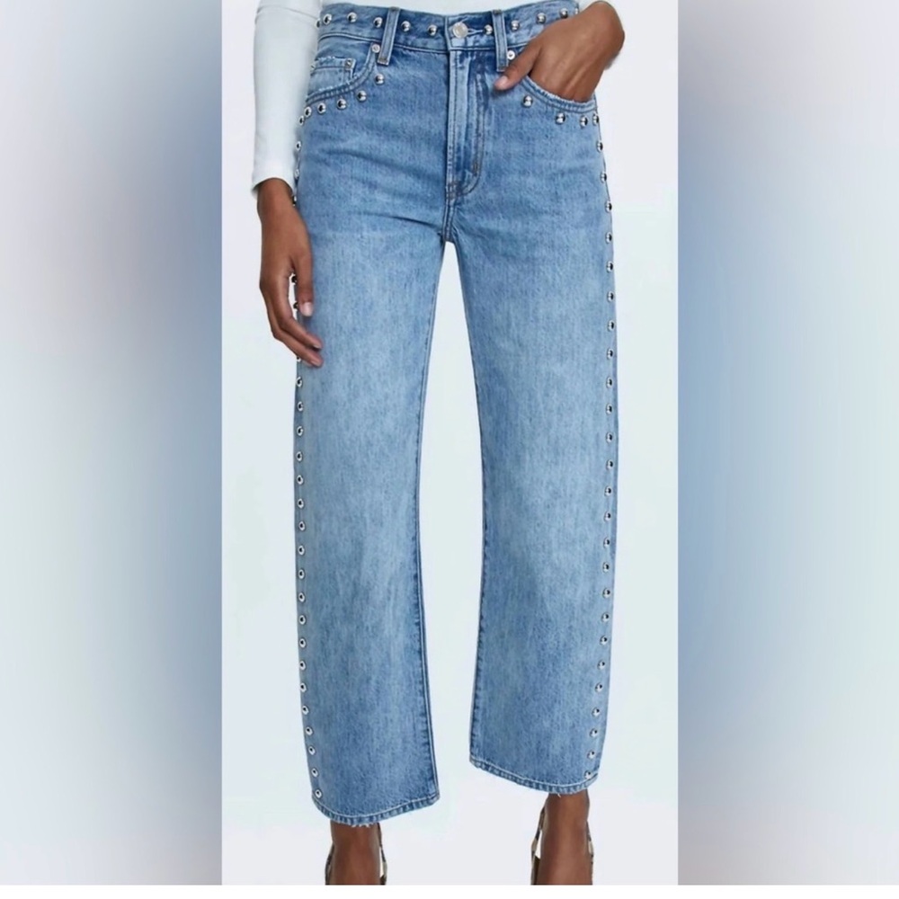 Pistola Lexi Bowed straight leg studded jeans like new Size 28